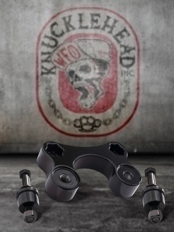 Pullback Plate with Integrated upper bushing set for Harley Softail models.